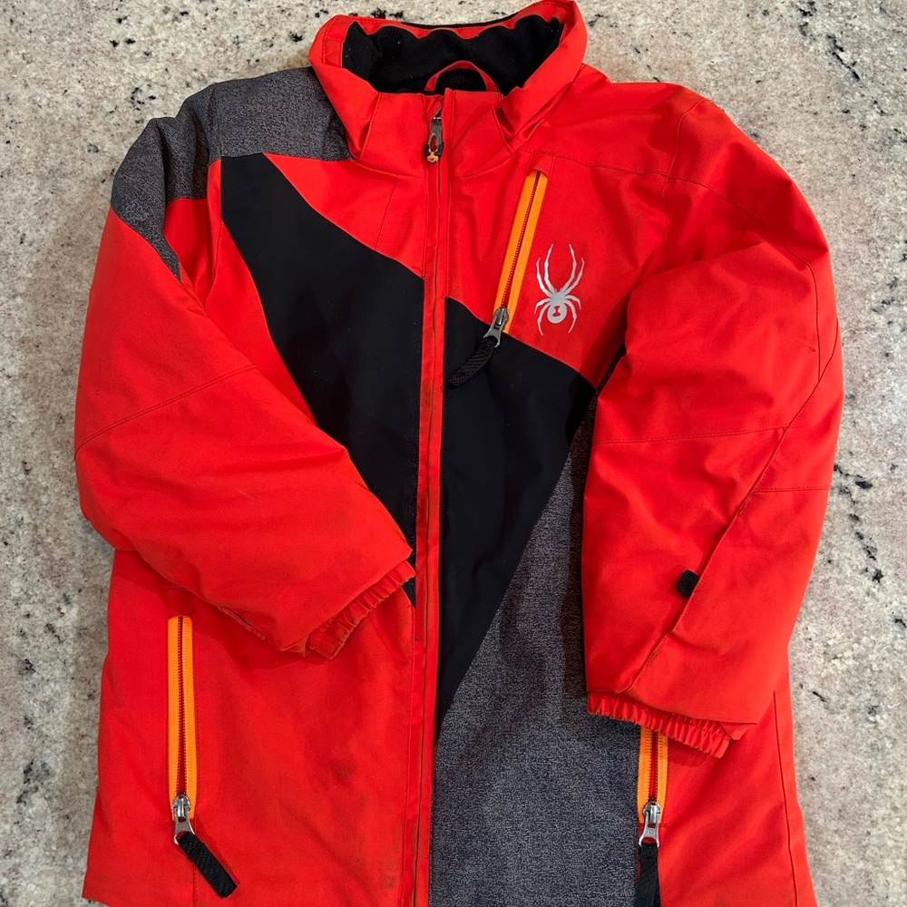 Spyder Kids Vibrant Red and Black Puffer Jacket